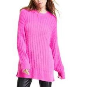 Hippie Rose Womens Ribbed-Knit Eyelash Pullover Sweater, Pink